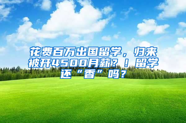 花费百万出国留学，归来被开4500月薪？！留学还“香”吗？