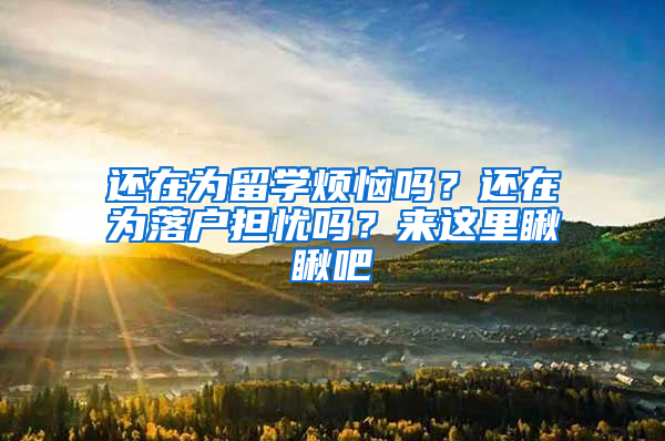 还在为留学烦恼吗？还在为落户担忧吗？来这里瞅瞅吧