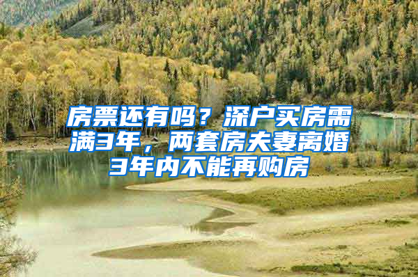 房票还有吗？深户买房需满3年，两套房夫妻离婚3年内不能再购房