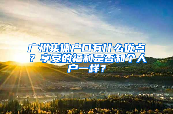 广州集体户口有什么优点？享受的福利是否和个人户一样？