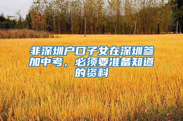 非深圳户口子女在深圳参加中考，必须要准备知道的资料