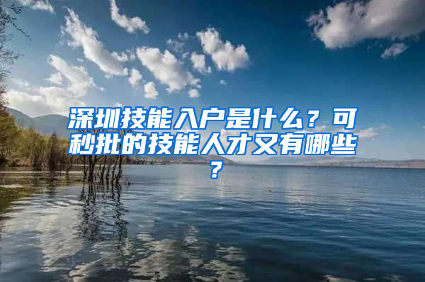 深圳技能入户是什么？可秒批的技能人才又有哪些？