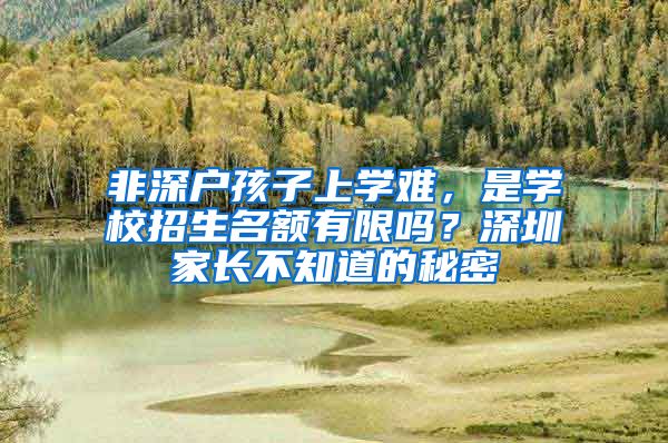 非深户孩子上学难，是学校招生名额有限吗？深圳家长不知道的秘密