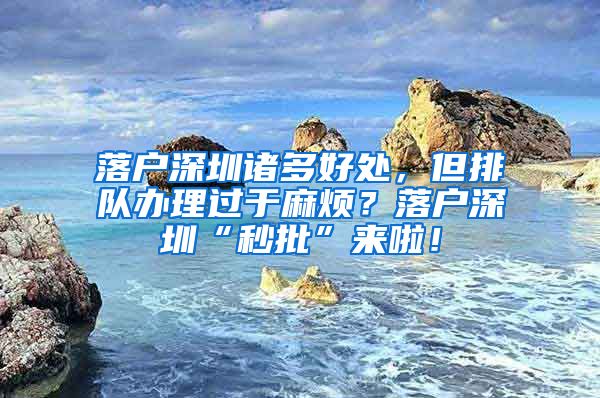 落户深圳诸多好处，但排队办理过于麻烦？落户深圳“秒批”来啦！