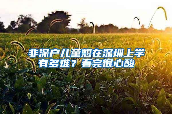 非深户儿童想在深圳上学有多难？看完很心酸