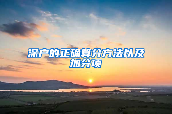 深户的正确算分方法以及加分项