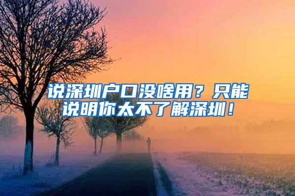 说深圳户口没啥用？只能说明你太不了解深圳！