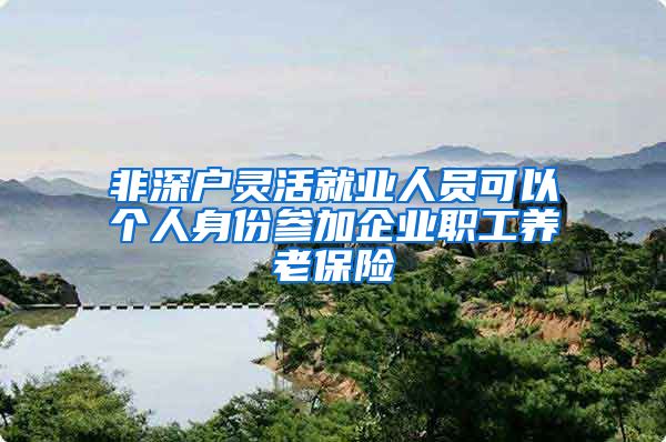 非深户灵活就业人员可以个人身份参加企业职工养老保险