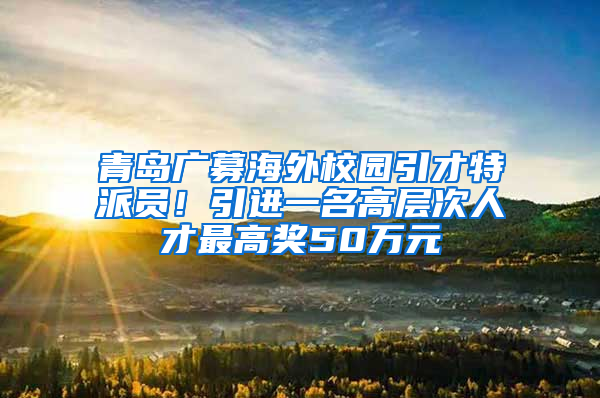 青岛广募海外校园引才特派员！引进一名高层次人才最高奖50万元