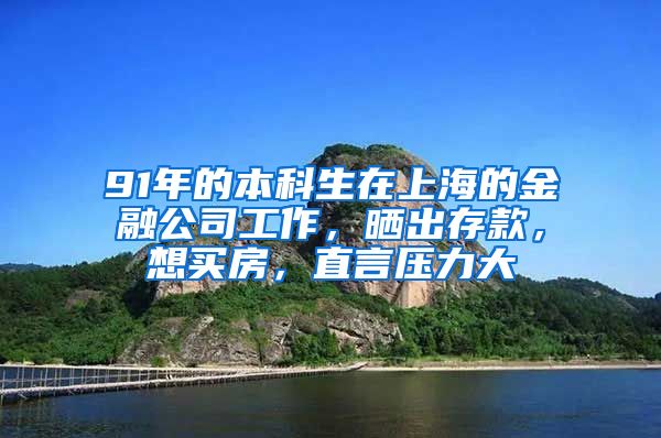 91年的本科生在上海的金融公司工作，晒出存款，想买房，直言压力大