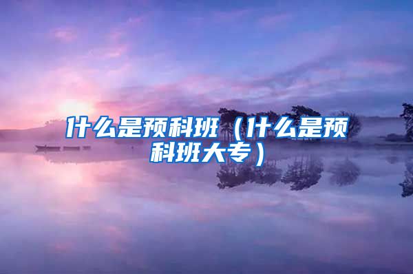 什么是预科班（什么是预科班大专）