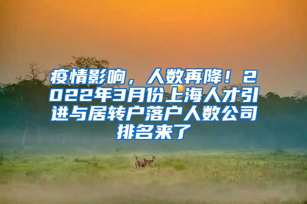 疫情影响，人数再降！2022年3月份上海人才引进与居转户落户人数公司排名来了