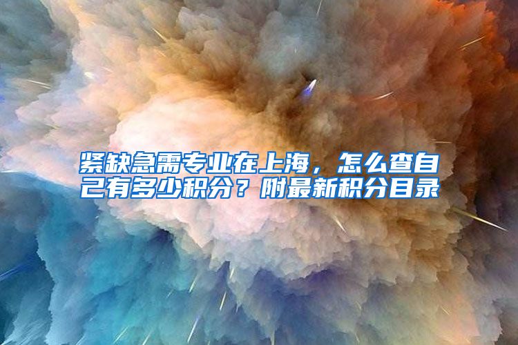 紧缺急需专业在上海，怎么查自己有多少积分？附最新积分目录