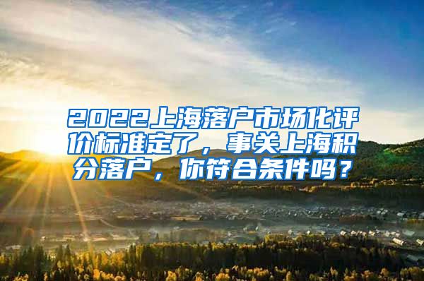 2022上海落户市场化评价标准定了，事关上海积分落户，你符合条件吗？
