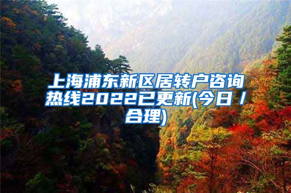 上海浦东新区居转户咨询热线2022已更新(今日／合理)