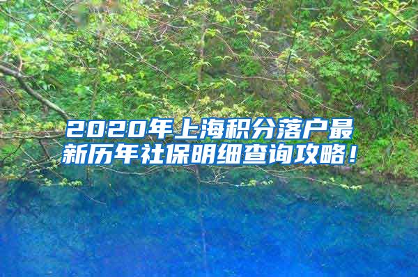 2020年上海积分落户最新历年社保明细查询攻略！