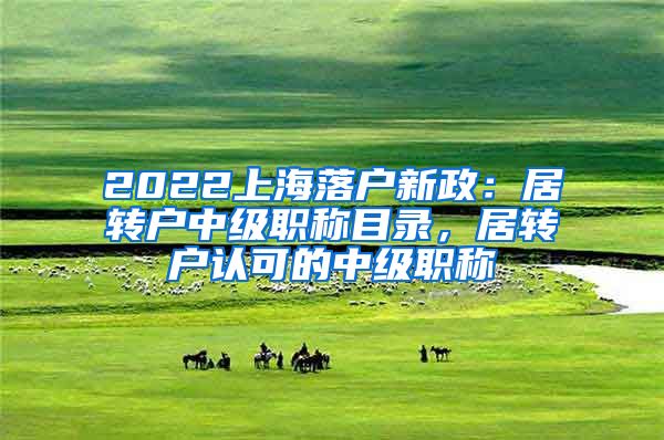 2022上海落户新政：居转户中级职称目录，居转户认可的中级职称