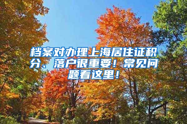 档案对办理上海居住证积分、落户很重要！常见问题看这里！