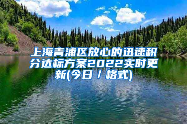 上海青浦区放心的迅速积分达标方案2022实时更新(今日／格式)