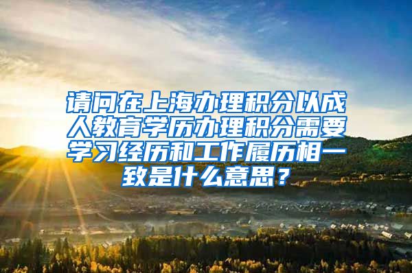 请问在上海办理积分以成人教育学历办理积分需要学习经历和工作履历相一致是什么意思？