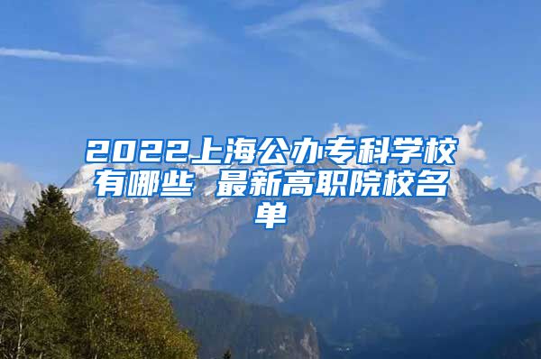 2022上海公办专科学校有哪些 最新高职院校名单