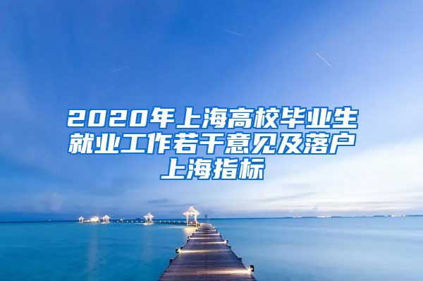 2020年上海高校毕业生就业工作若干意见及落户上海指标