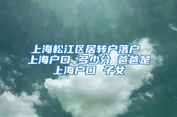 上海松江区居转户落户 上海户口 多少分 爸爸是上海户口 子女