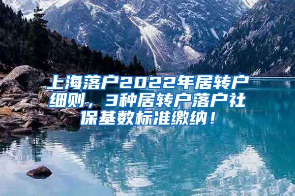上海落户2022年居转户细则，3种居转户落户社保基数标准缴纳！