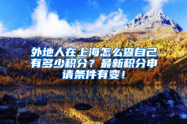 外地人在上海怎么查自己有多少积分？最新积分申请条件有变！