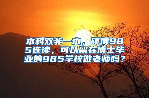 本科双非一本，硕博985连读，可以留在博士毕业的985学校做老师吗？