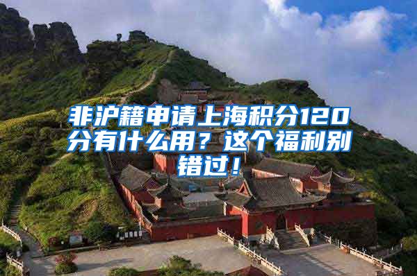 非沪籍申请上海积分120分有什么用？这个福利别错过！