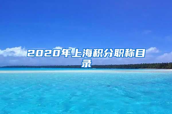 2020年上海积分职称目录