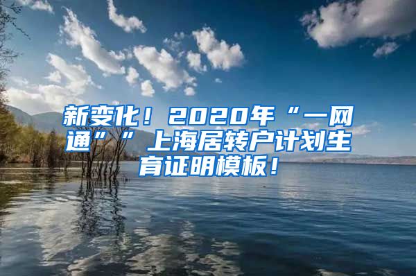 新变化！2020年“一网通””上海居转户计划生育证明模板！