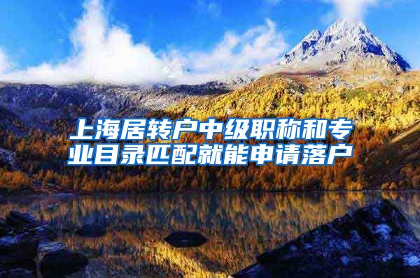 上海居转户中级职称和专业目录匹配就能申请落户