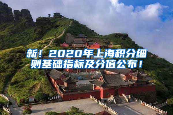 新！2020年上海积分细则基础指标及分值公布！