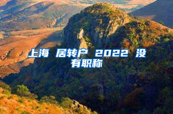 上海 居转户 2022 没有职称