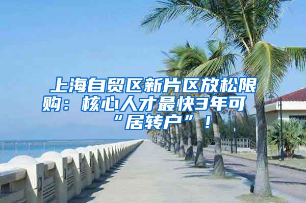 上海自贸区新片区放松限购：核心人才最快3年可“居转户”！