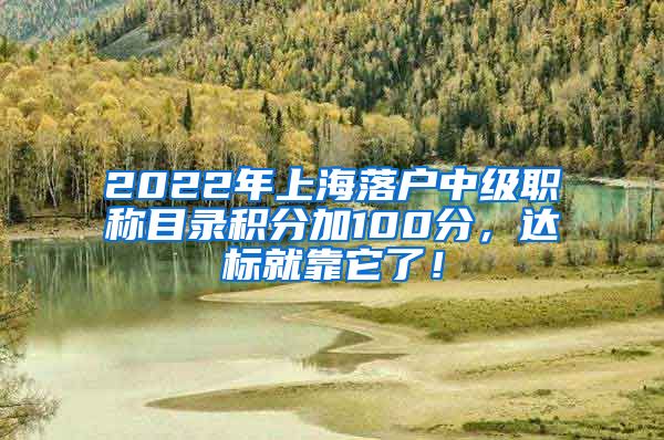 2022年上海落户中级职称目录积分加100分，达标就靠它了！