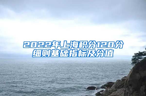 2022年上海积分120分细则基础指标及分值