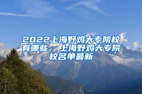 2022上海野鸡大专院校有哪些  上海野鸡大专院校名单最新