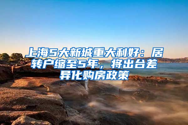 上海5大新城重大利好：居转户缩至5年，将出台差异化购房政策