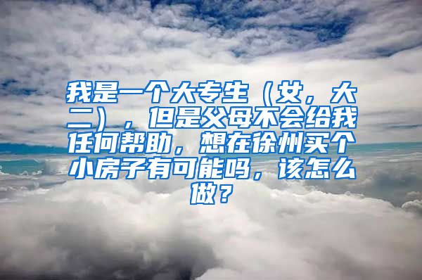 我是一个大专生（女，大二），但是父母不会给我任何帮助，想在徐州买个小房子有可能吗，该怎么做？