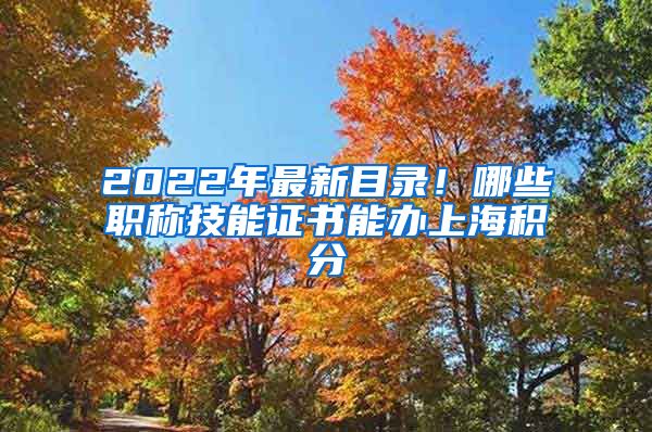 2022年最新目录！哪些职称技能证书能办上海积分
