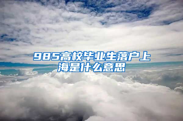 985高校毕业生落户上海是什么意思