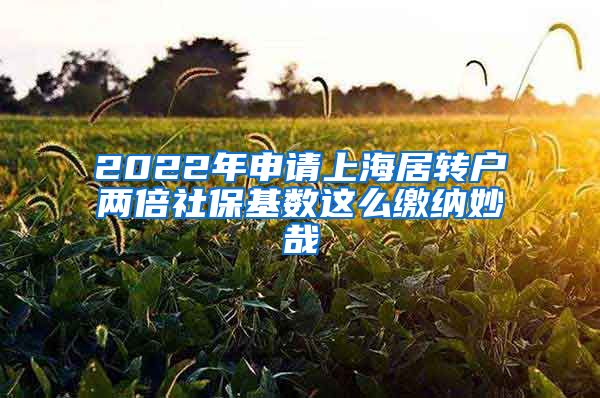 2022年申请上海居转户两倍社保基数这么缴纳妙哉