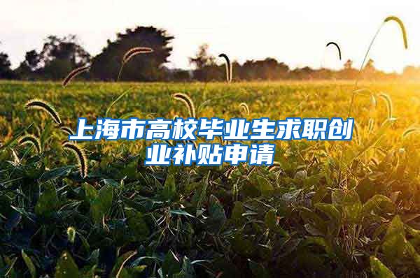 上海市高校毕业生求职创业补贴申请