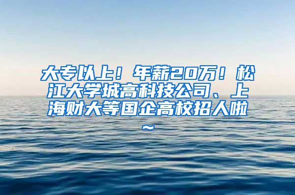 大专以上！年薪20万！松江大学城高科技公司、上海财大等国企高校招人啦~