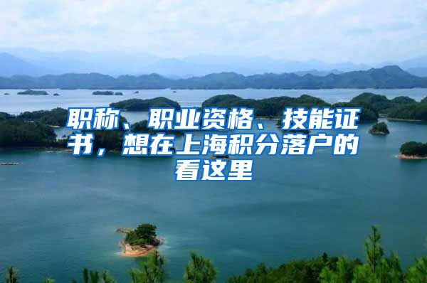 职称、职业资格、技能证书，想在上海积分落户的看这里