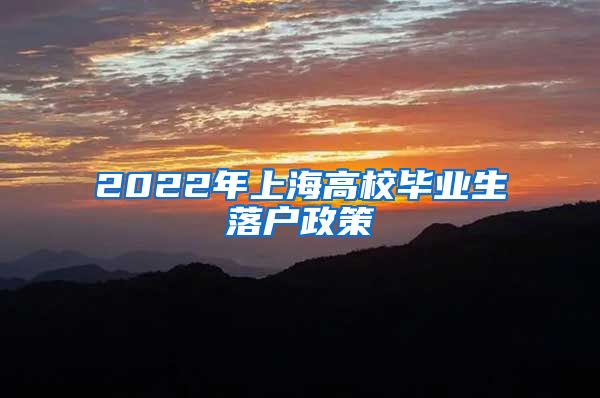 2022年上海高校毕业生落户政策