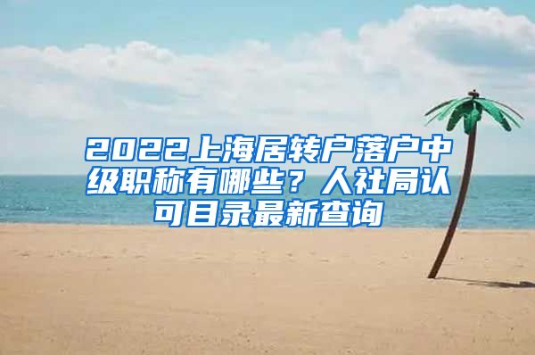 2022上海居转户落户中级职称有哪些？人社局认可目录最新查询